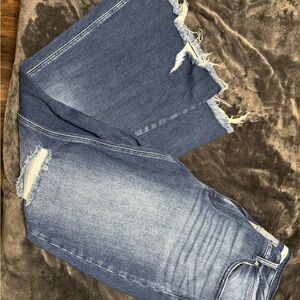 KanCan Frayed Hem Flare Jeans - Blue